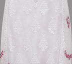Ivory White And Magenta Pink Embroidered Three Piece Suit