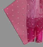 Ivory White And Magenta Pink Embroidered Three Piece Suit